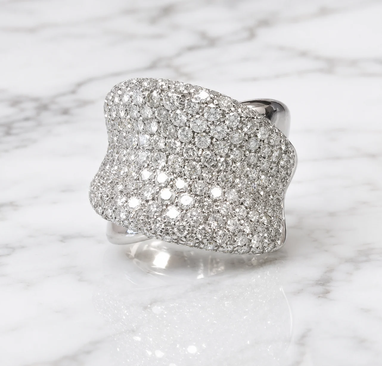 Pave Diamond Ring 18 Karat White Gold