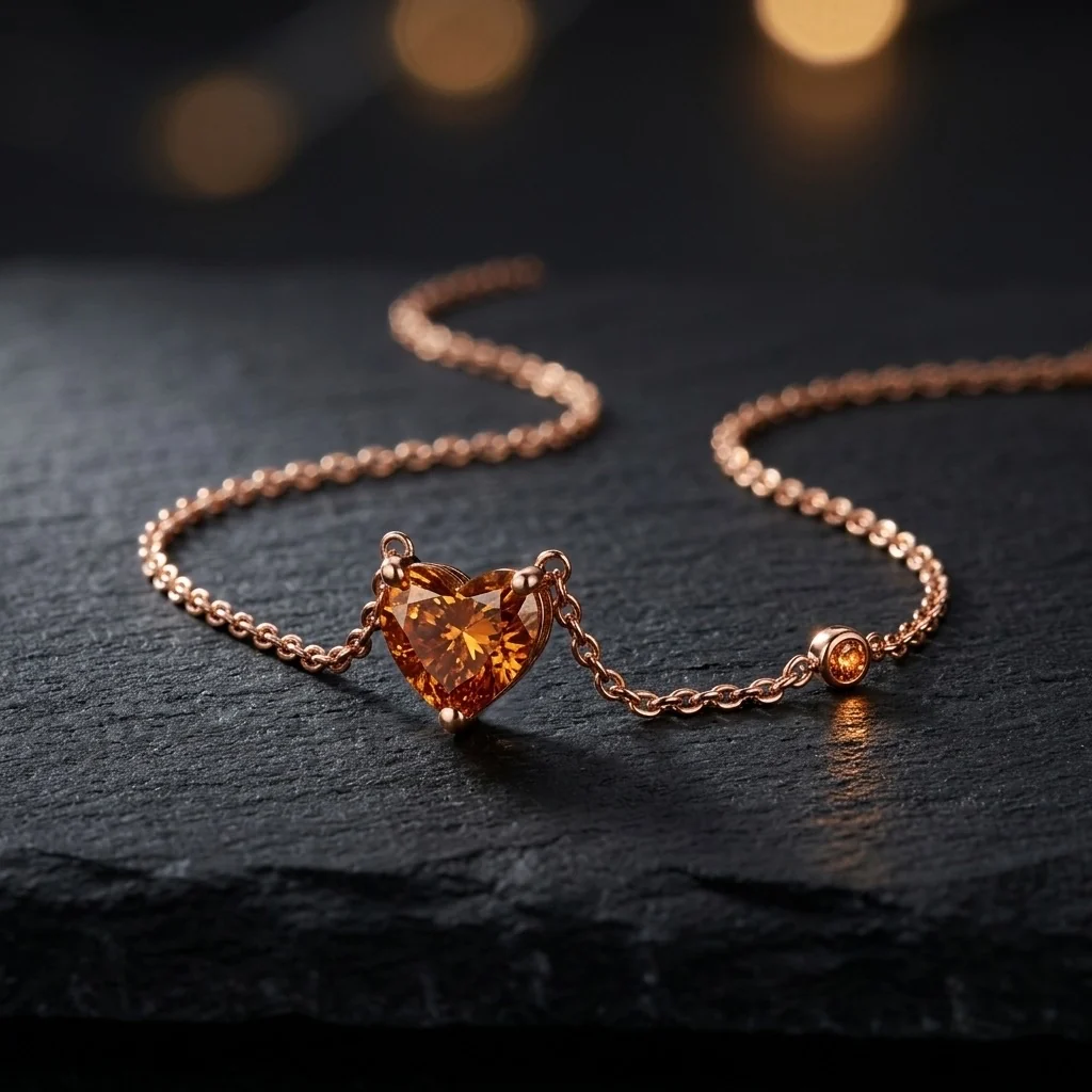 Heart Shaped Brown Diamond Necklace