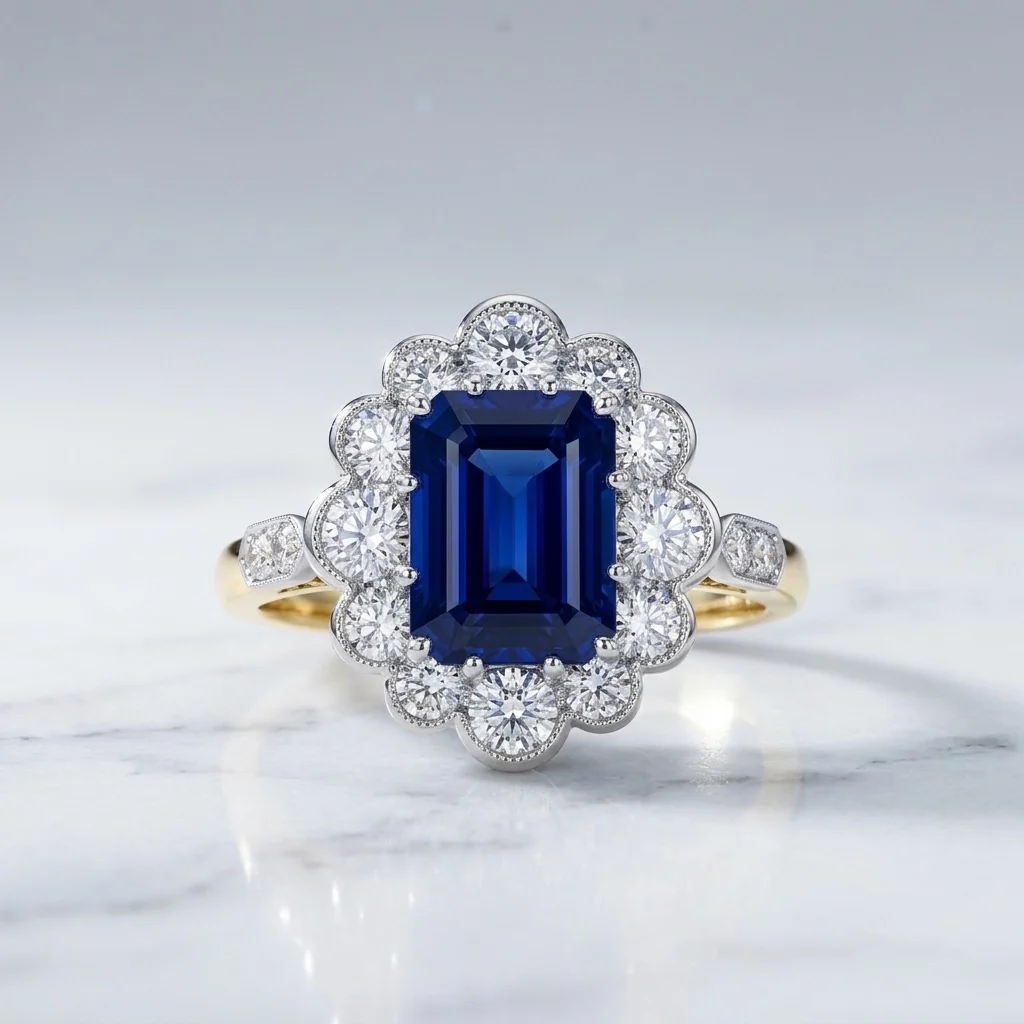 Emerald Cut Natural Sapphire Ring GIA