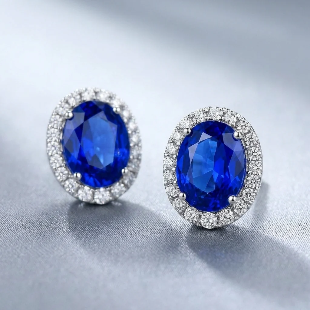 Tanzanite Diamond Halo Earrings