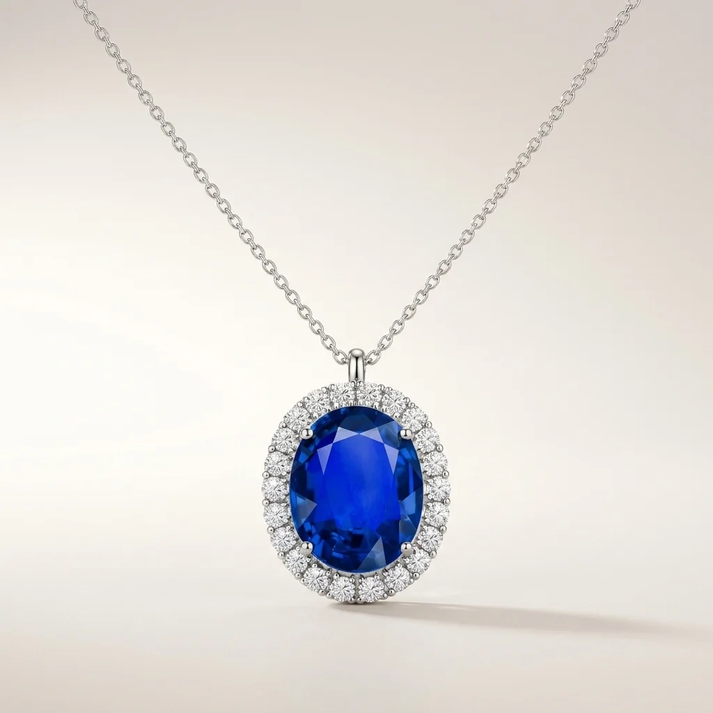 Sapphire Halo Pendant