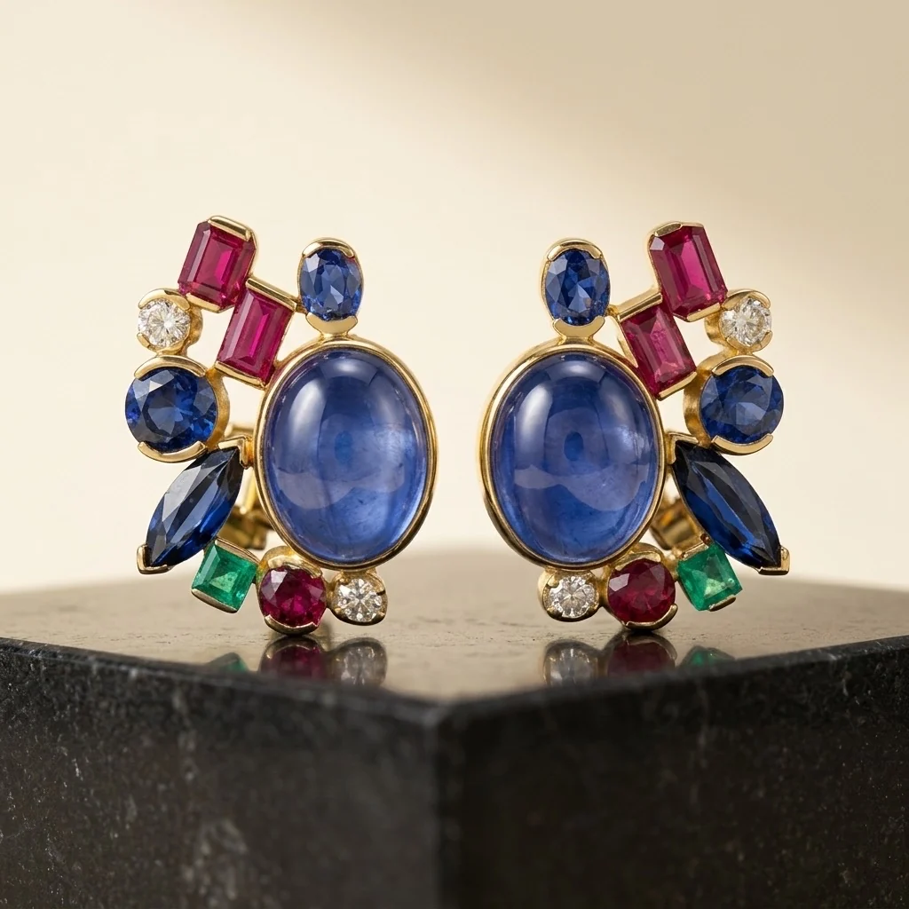 Cabochon Sapphire Earrings