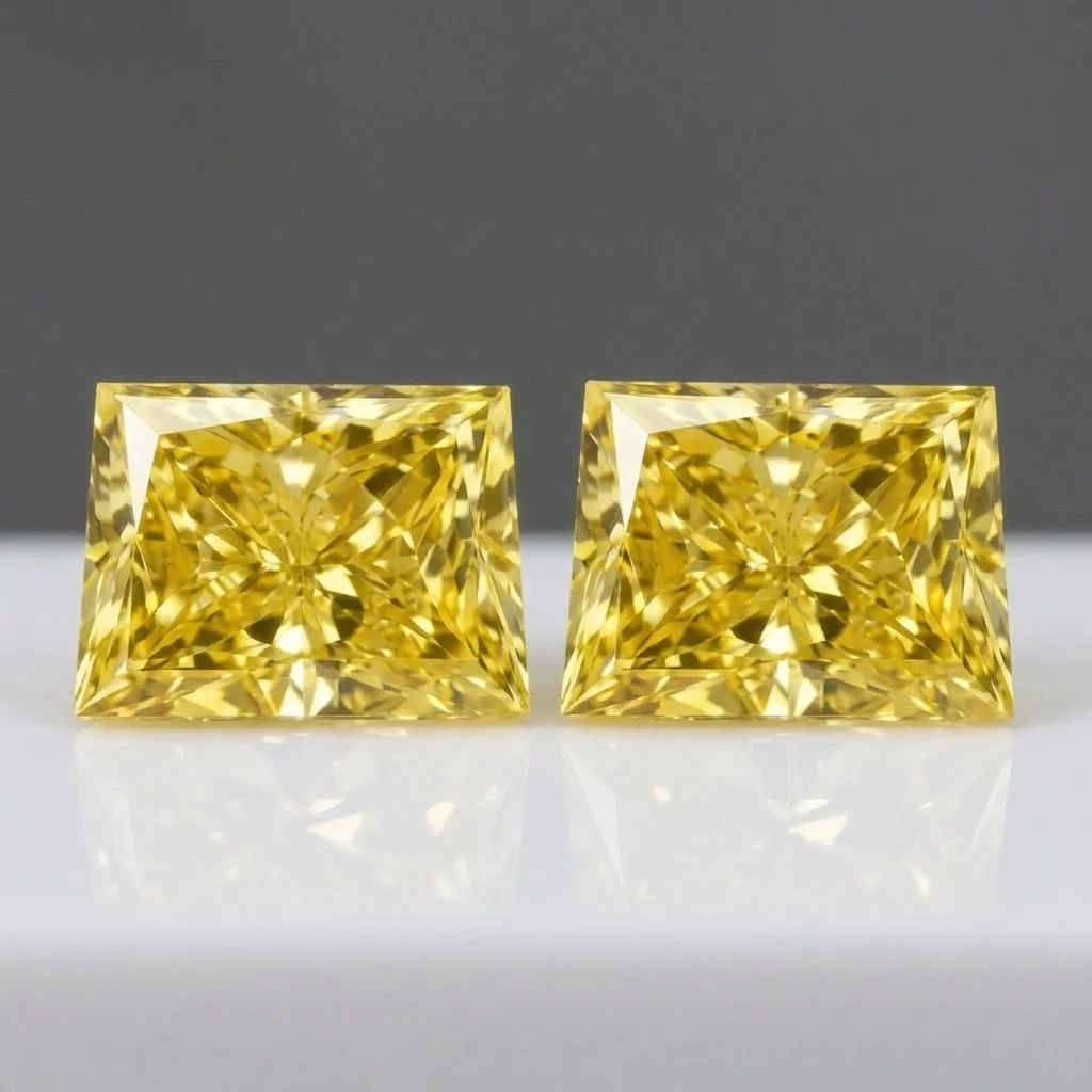 Fancy Intense Yellow Trapezoid Pair