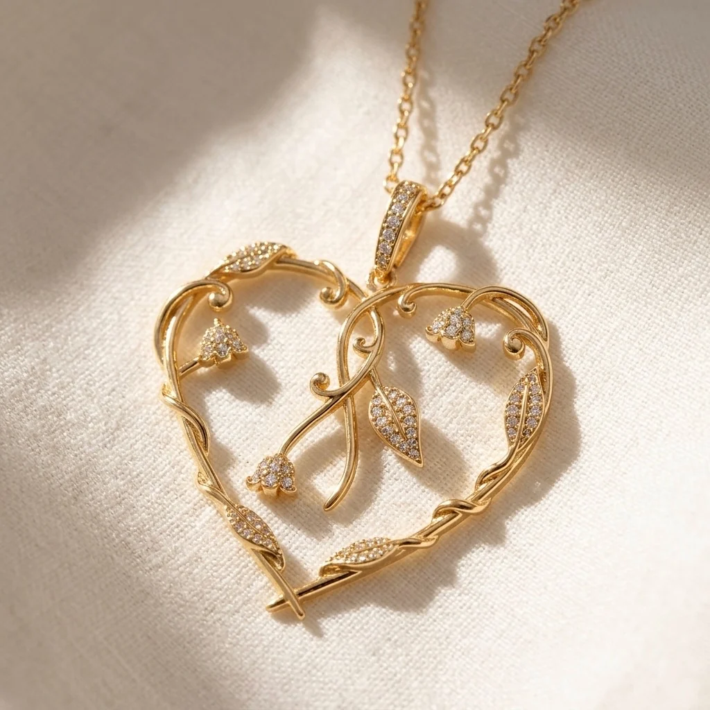 Heart Vine Diamond Pendant 18K Rose Gold