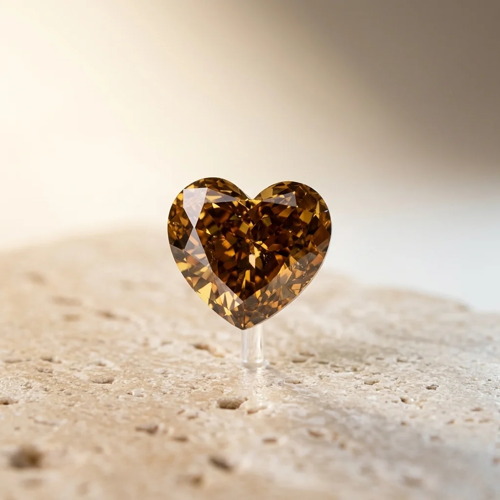 Heart Shaped Fancy Deep Brown Yellow Diamond